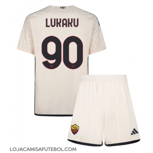 Camisa de Futebol AS Roma Romelu Lukaku #90 Equipamento Secundário Infantil 2023-24 Manga Curta (+ Calças curtas)